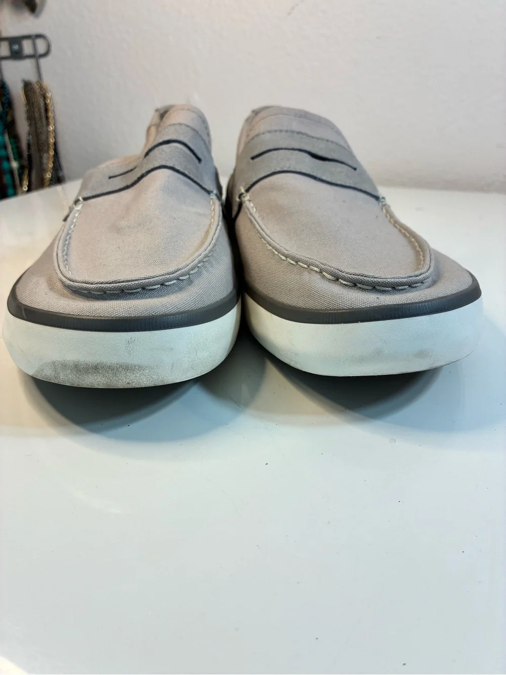 Sperry Men’s Light Gray Canvas Penny Boat Shoes